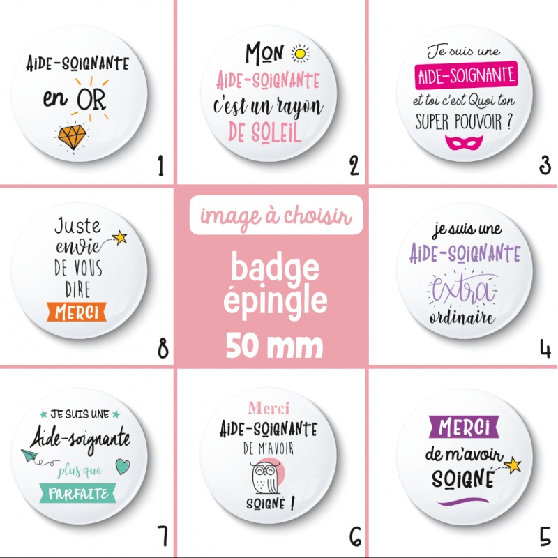 Kit Cadeau Aide-soignante - Badge "Aide-Soignante Au Top" 5,8 Cm + Carte De Vœux + Enveloppe - Pour Noël, Anniversaire, Remerciement