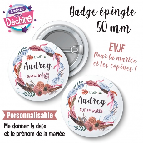 Badge EVJF boho personnalisable