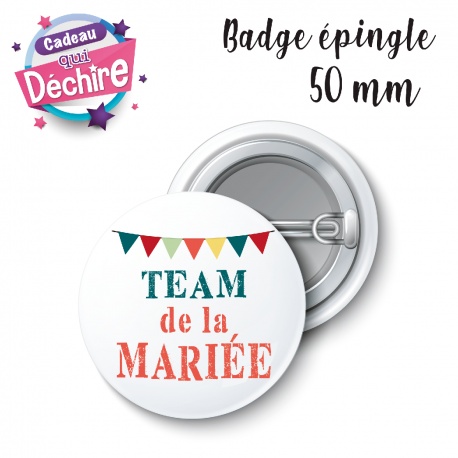 Badge Team de la mariée, badge Team du marié - 50 mm