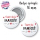 Badge Team de la mariée, badge Team du marié - 50 mm