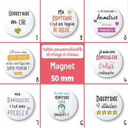 Magnet métier féminin personnalisable - 50 mm - Choix de l'image