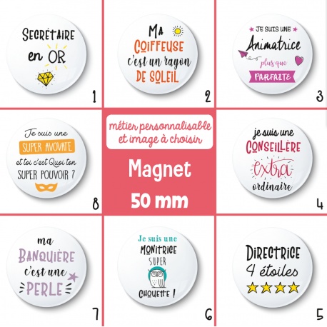 Magnet métier féminin personnalisable - 50 mm - Choix de l'image