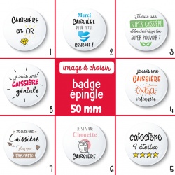 Badge épingle caissière - 50 mm - Choix de l'image