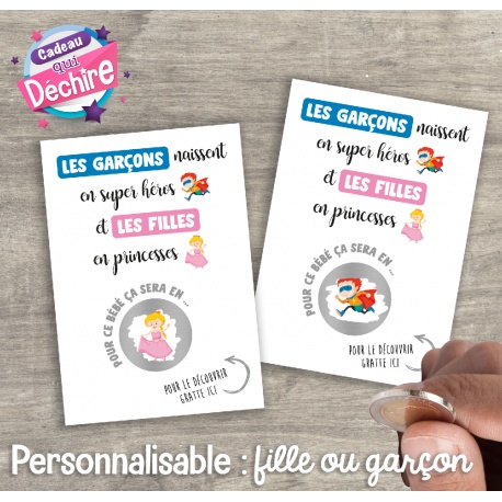Ticket carte à gratter : fille ou garçon