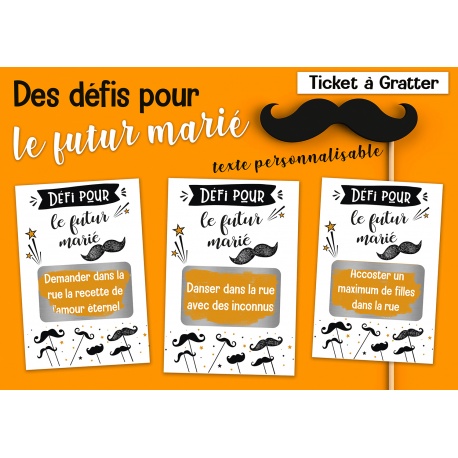 3 cartes à gratter : défis futur marié