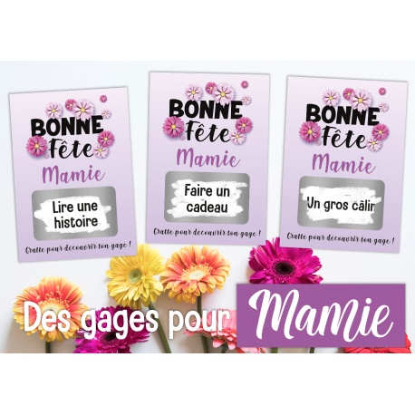 3 cartes à gratter Gages pour Mamie