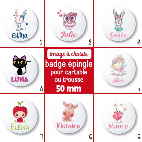 Badge épingle rentrée scolaire fille