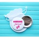 Badge épingle " Marraine j'arrive ! "