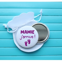 Miroir de poche " mamie j'arrive ! "