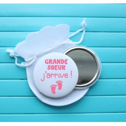 Miroir de poche " Grande-soeur j'arrive ! "