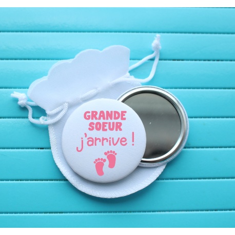 Miroir de poche " Grande-soeur j'arrive ! "