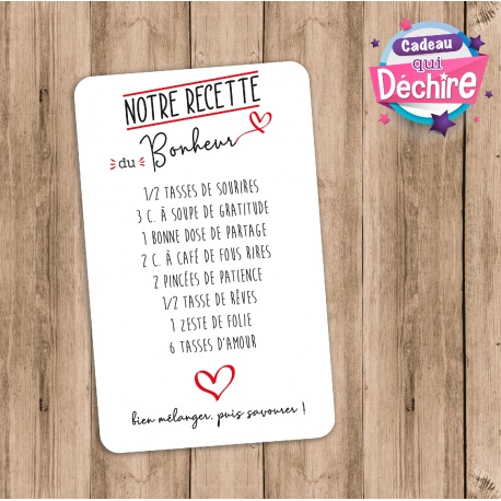 Carte " Notre recette du bonheur "