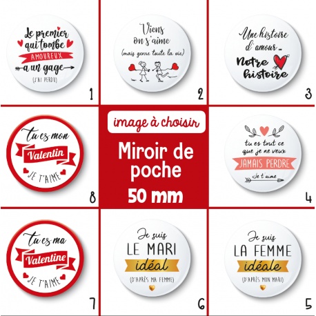 Miroir de poche Saint Valentin - 50 mm - Choix de l'image