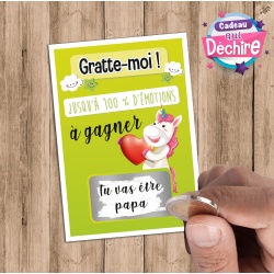 Ticket carte à gratter " tu vas être papa "