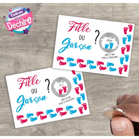 Ticket carte à gratter : fille ou garçon (plusieurs coloris)