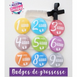 Badge de grossesse mois - 50 mm ou 75 mm