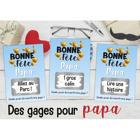 3 cartes à gratter Gages pour Papa