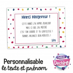 Carte remerciement mâitresse