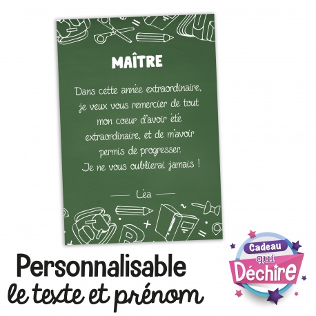 Carte remerciement maître