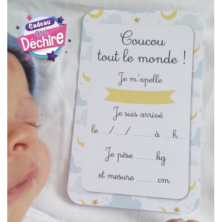 Carte de naissance à écrire dessus