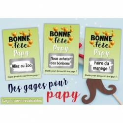 3 cartes à gratter Gages pour Papy