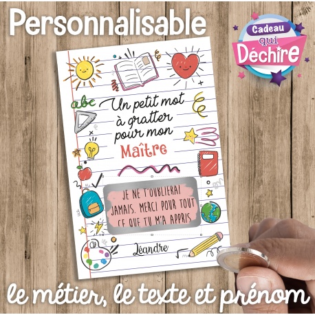 Ticket carte à gratter remerciement maître