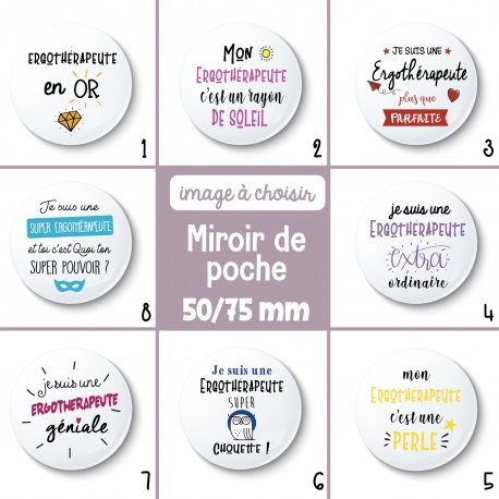 Miroir de poche ergothérapeute (féminin) - 50 ou 75 mm - Choix de l'image