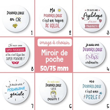 Miroir de poche psychologue - 50 ou 75 mm - Choix de l'image