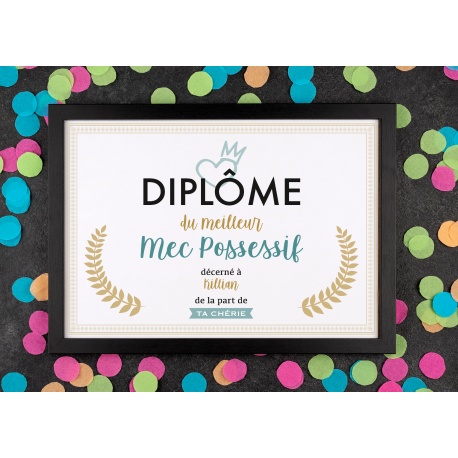 Affiche diplôme mec possessif - Choix du format - Vendu sans le cadre