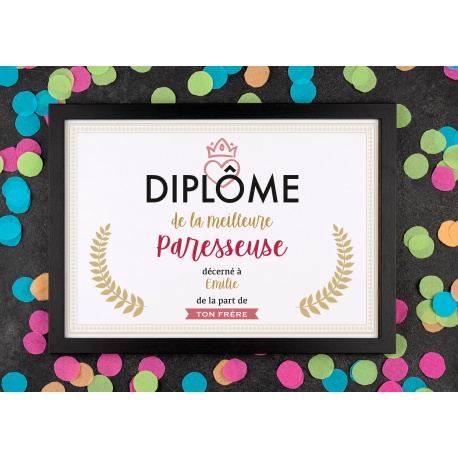 Affiche diplôme paresseuse - Choix du format - Vendu sans le cadre