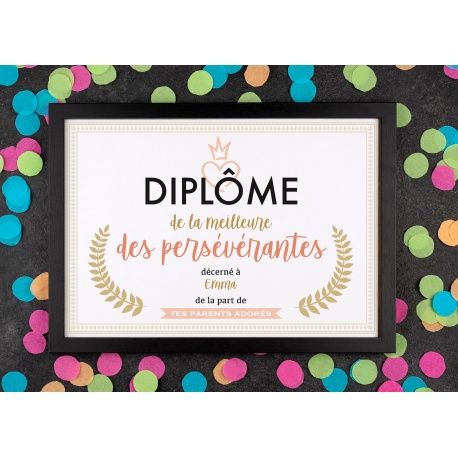 Affiche diplôme persévérante - Choix du format - Vendu sans le cadre