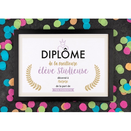 Affiche diplôme élève studieuse - Choix du format - Vendu sans le cadre